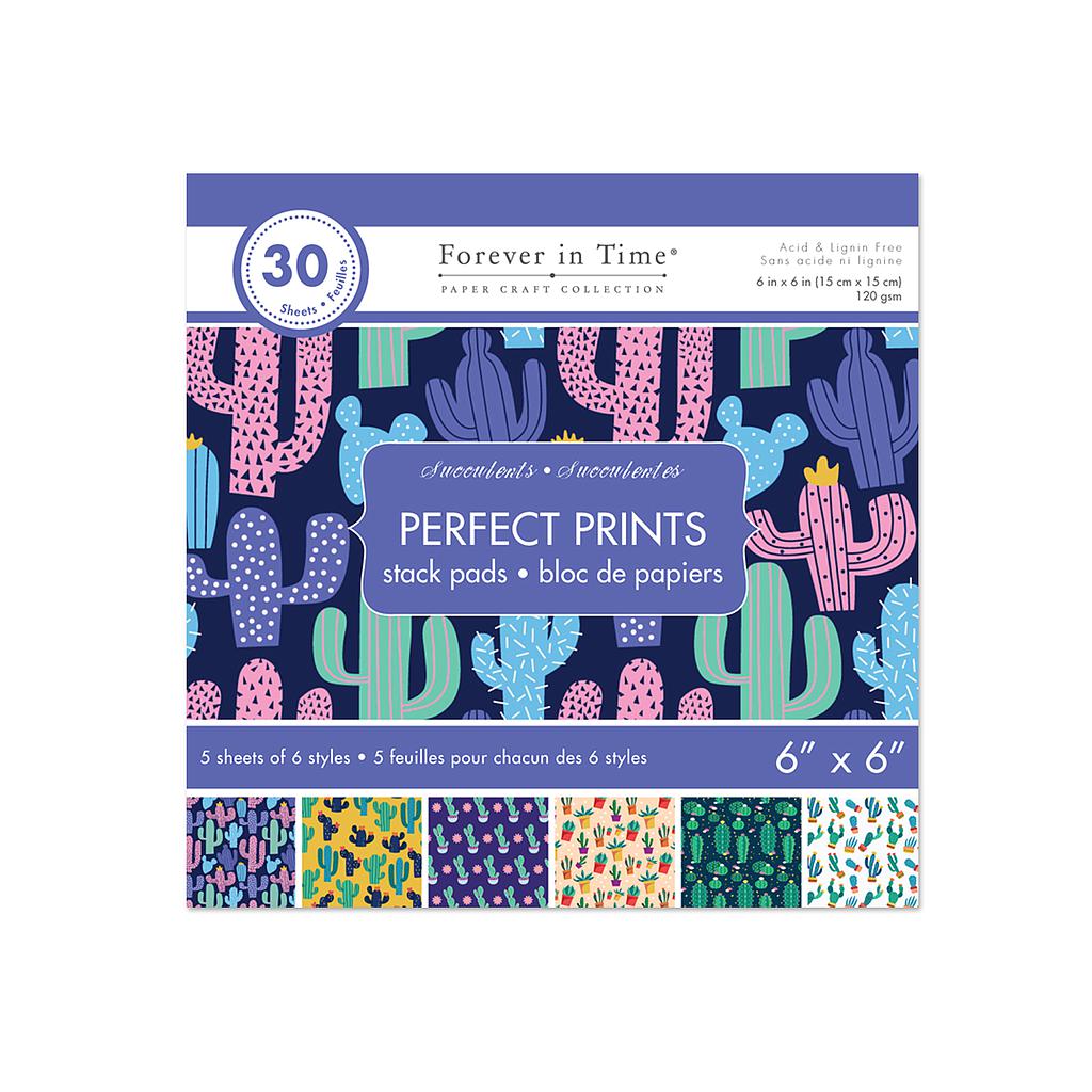 Block 6x6 Perfect Prints Stack x 30pags - Suculentas - Forever in Time