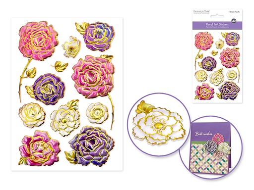 Stickers 3D Floral Foil Elegance - Open Rose - Forever in Time