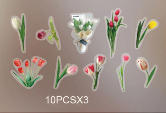 Stickers transparentes bouquets x 30 pzas