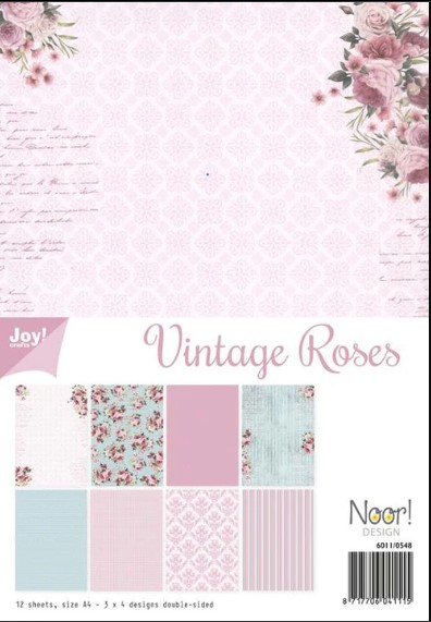 Block A4 doble cara Vintage Roses x 12 hojas - Joy! Craft Papers