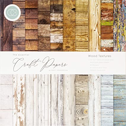 Block 12&quot;x12&quot; doble cara Wood Textures x 30 págs 180gr - Craft Consortium