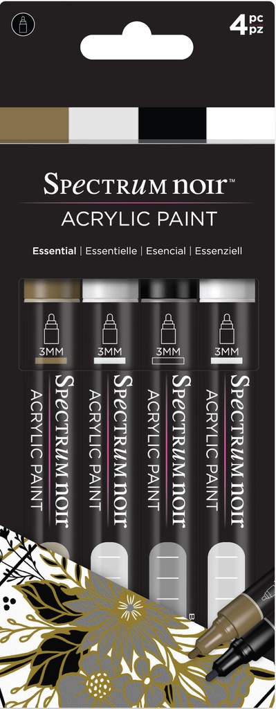 Set Marcadores de pintura acrílica 3mm esenciales metálicos x 4 pzas - Spectrum Noir