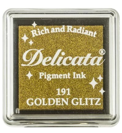 Tampón Delicata pequeño tinta con pigmento Golden Glitz Dorado - Tsukineko 