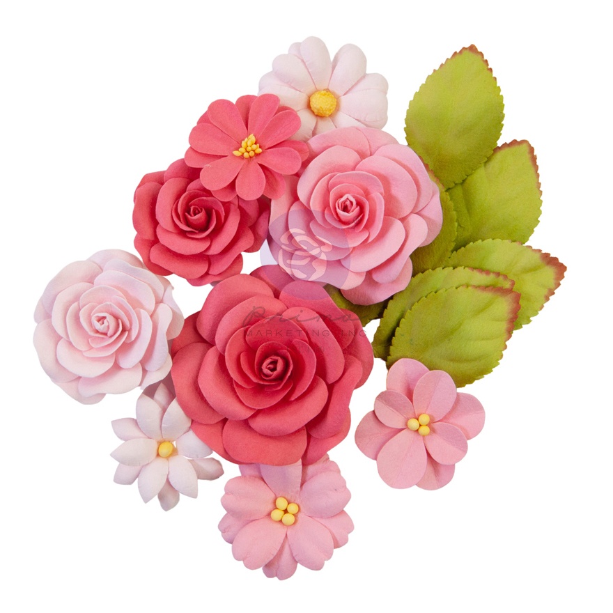 Flores de papel Mulberry Tonos rosados/Floral pintado - Prima Marketing