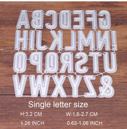 [MD414] Troquel abecedario mayusculas letras grandes (1,6 ancho x 2,7cm alto) c/letra