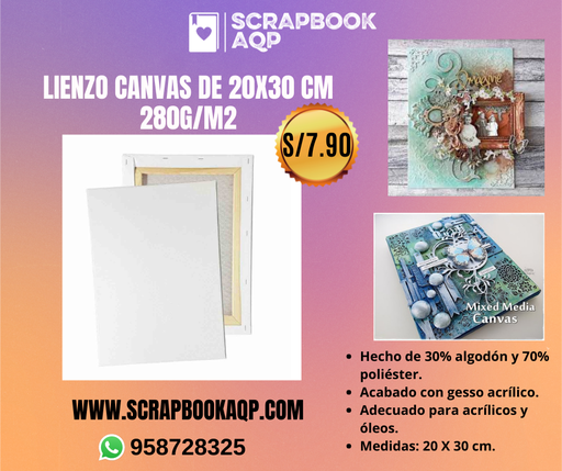 Lienzo Canvas de 20X30 cm 280G/M2