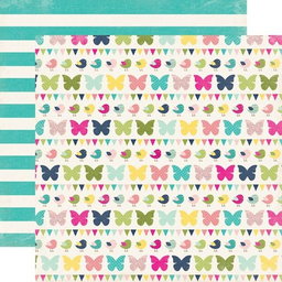[p235] Cartulina doble cara 12x12 Revolotear Mariposas Aves - Echo Park