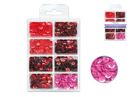 [p520] Lentejuelas de 6 mm 25g en estuche de plástico 8 compartimientos Rouge - Craft Medley