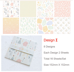 [PA001-I] Block 6&quot;x6&quot; Diseño I  Christmas Pastels colors x 16 hojas
