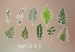 [PA008-C] Stickers transparentes Follajes verdes x 30 pzas
