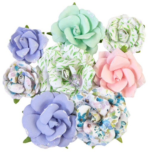 Flores de papel Mulberry  Rosa Gouache/Watercolor Floral x 8 pzas - Prima Marketing