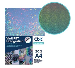 [HOLPETA420ESKRC] Vinil PET Tornasol Adhesivo Holográfico Imprimible Efecto Escarchado A4 x 20 hojas